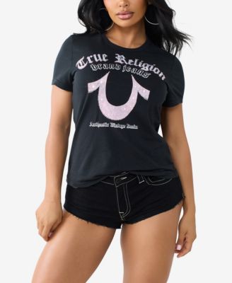True Religion Women's Crystal Horseshoe Crew Neck T-Shirt