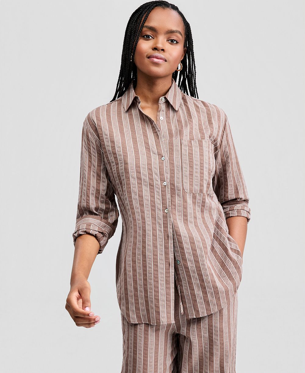 Рубашка And Now This Petite Oversized Stripe с воротником