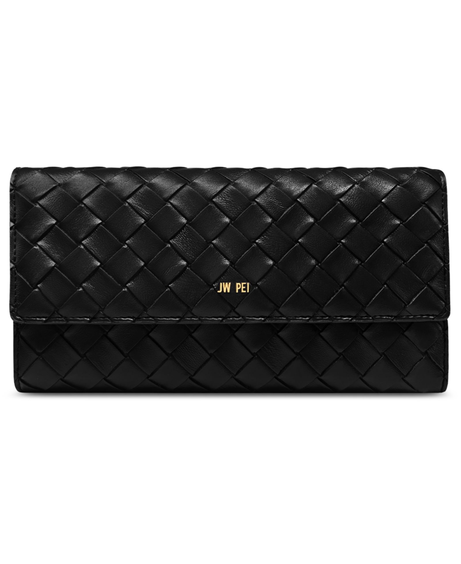 JW PEI Woven Pebbled Gold-Tone Hardware Wallet