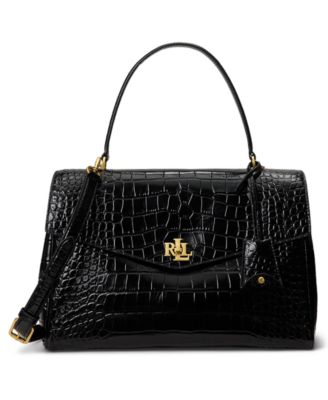 Lauren Ralph Lauren Farrah Soft Embossed Medium Leather Satchel Handbag