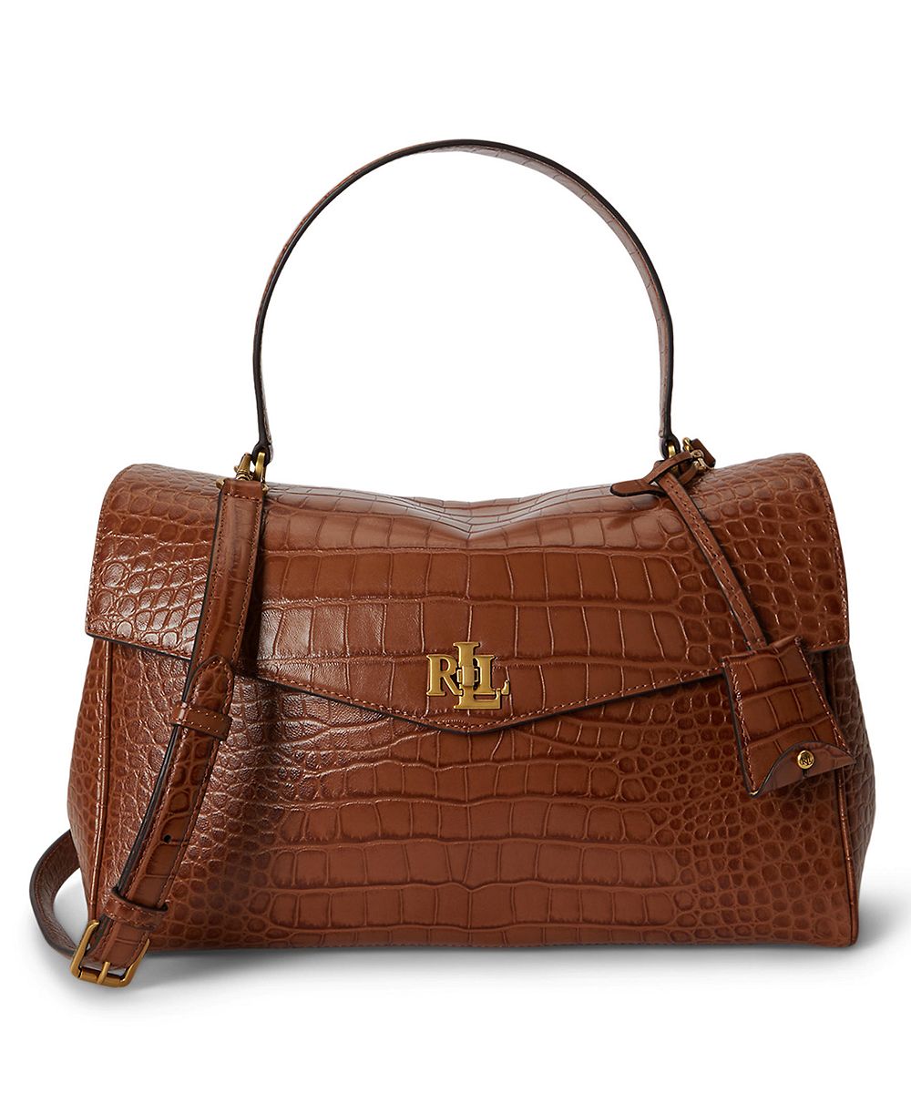 Lauren Ralph Lauren Farrah Soft Embossed Medium Leather Satchel Handbag