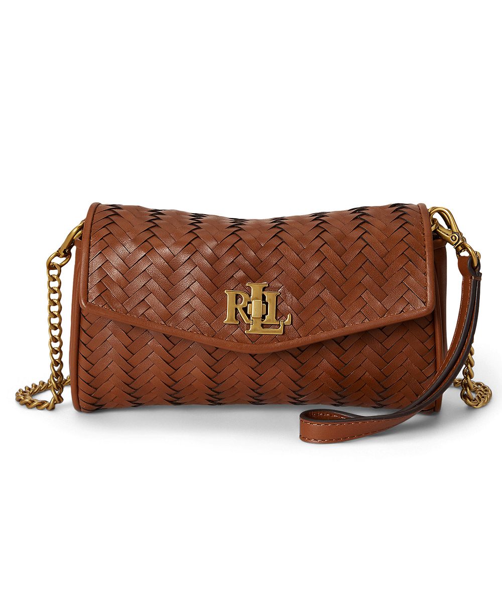 Lauren Ralph Lauren Turn-Lock Woven Leather Wristlet