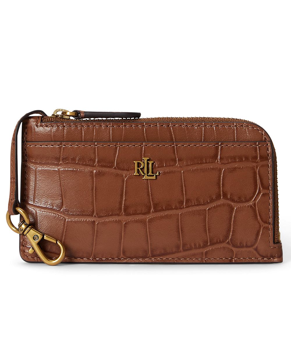 Lauren Ralph Lauren Embossed Leather L-Zip Card Case Wallet
