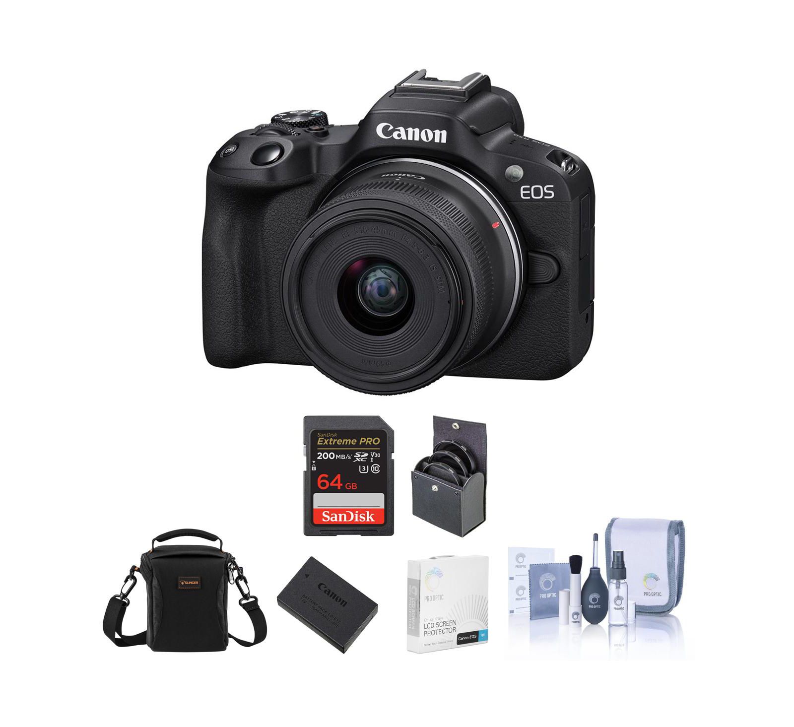 Canon EOS R50 24.2-Megapixel 4K UHD Mirrorless Camera with RF-S 18-45mm f/4.5-6.3 IS STM Lens