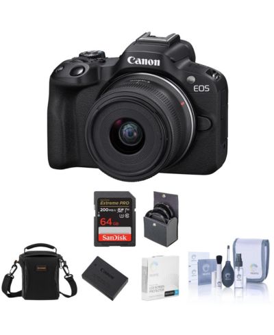 Canon EOS R50 24.2-Megapixel 4K UHD Mirrorless Camera with RF-S 18-45mm f/4.5-6.3 IS STM Lens