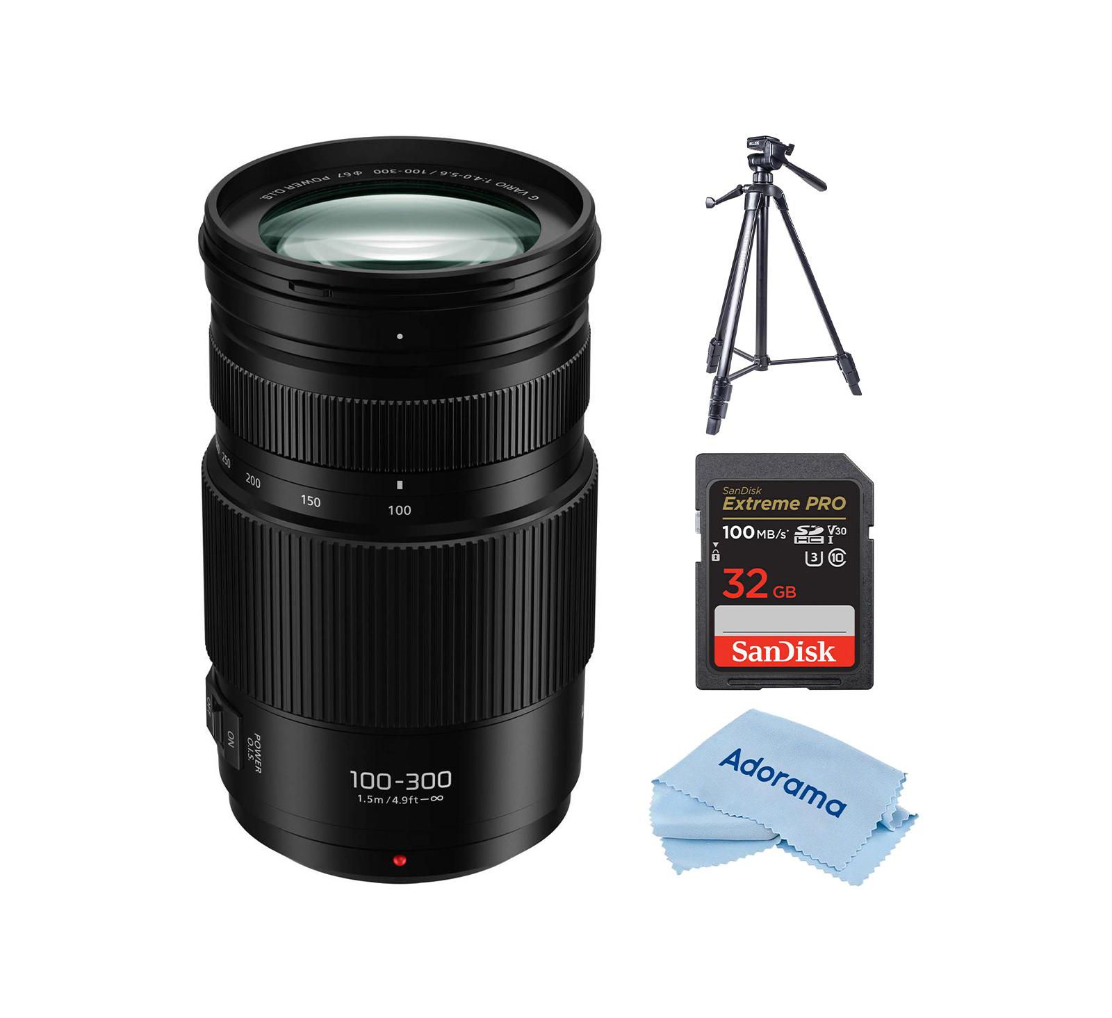 Panasonic LUMIX G Vario 100-300mm f/4.0-5.6 II Lens for MFT with Tripod Kit