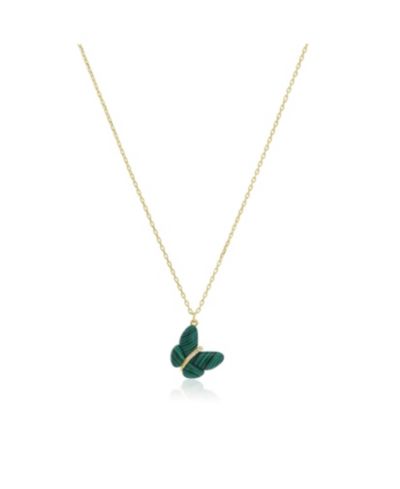 Асимметричное ожерелье The Lovery Malachite Butterfly из стерлингового серебра с позолотой 14K