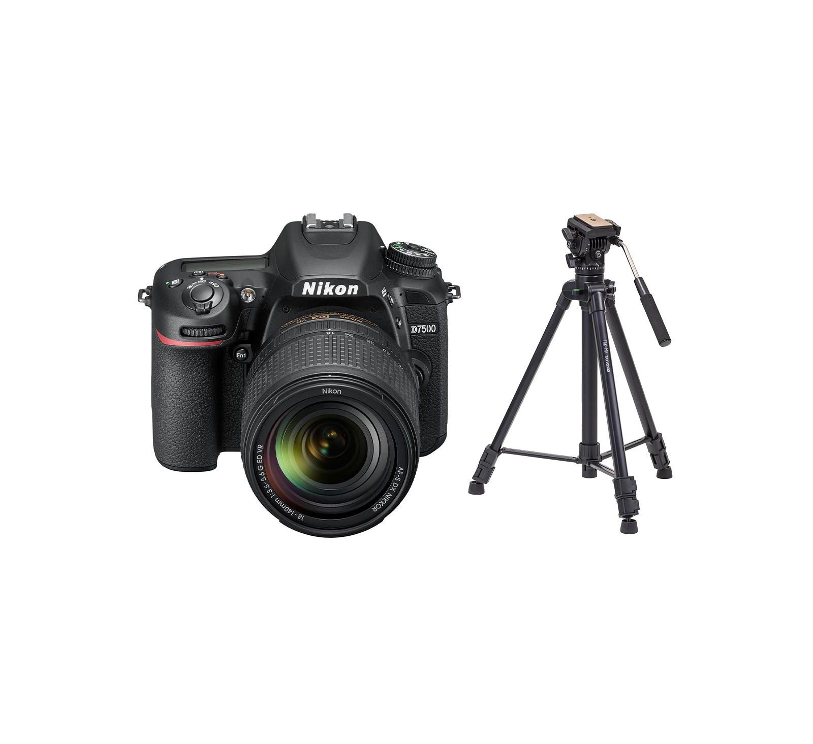 Зеркальный фотоаппарат Nikon D7500 DSLR с объективом AF-S DX NIKKOR 18-140mm и штативом Takama 3-Section Aluminum Video Tripod