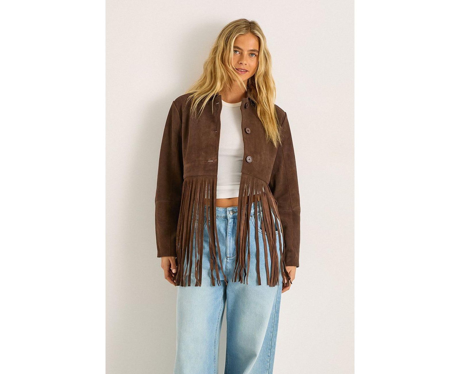 Nasty Gal Women's Real Suede Fringe Jacket