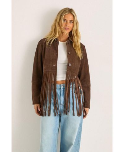Nasty Gal Women's Real Suede Fringe Jacket