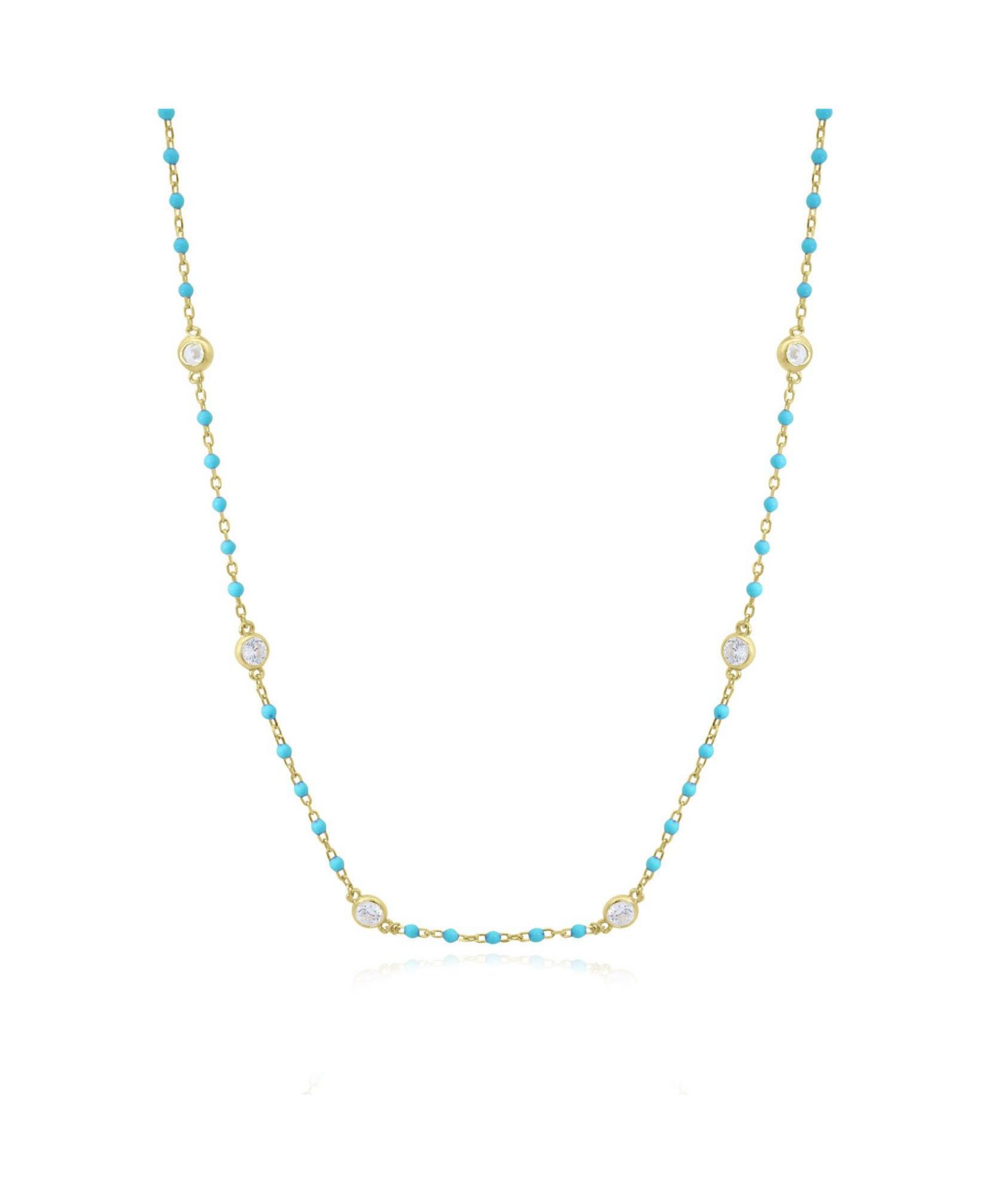 Колье The Lovery Light Enamel Bead CZ Chain 14K Gold-Plated Sterling Silver