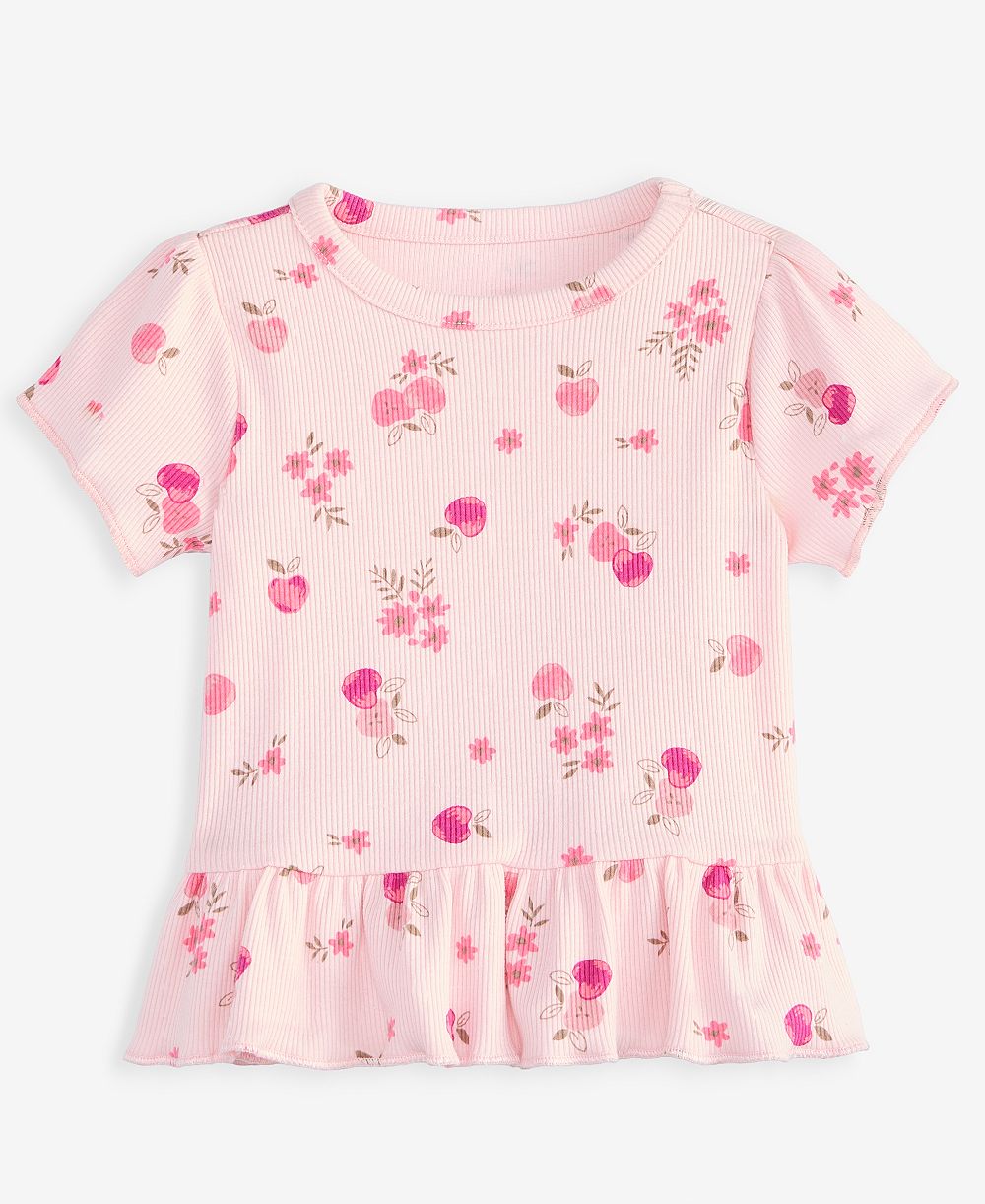 First Impressions Toddler Girls' 2T-4T Mix & Match Short-Sleeve Apple-Print Peplum T-Shirt, Macy's Exclusive