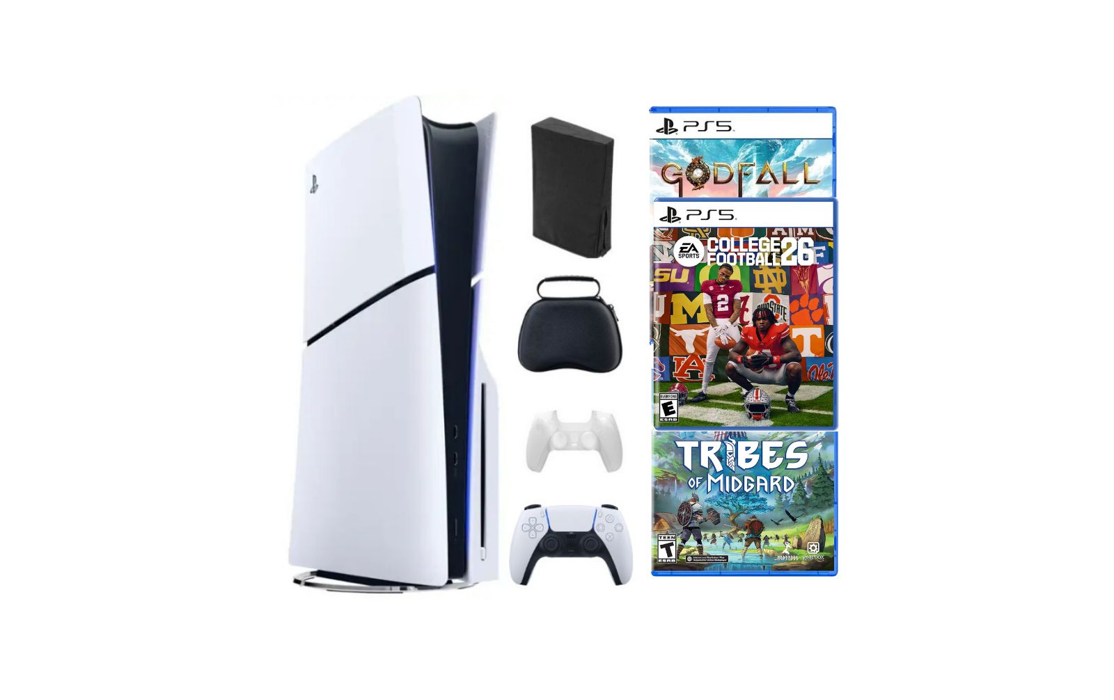 Sony PlayStation 5 Slim Disc Bundle с игрой College Football 26 и 2 бонусными играми и аксессуарами