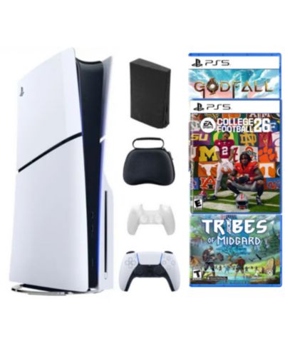Sony Playstation 5 Slim Disc Bundle With College Football 26 Game + 2 Bonus Games and Accessories