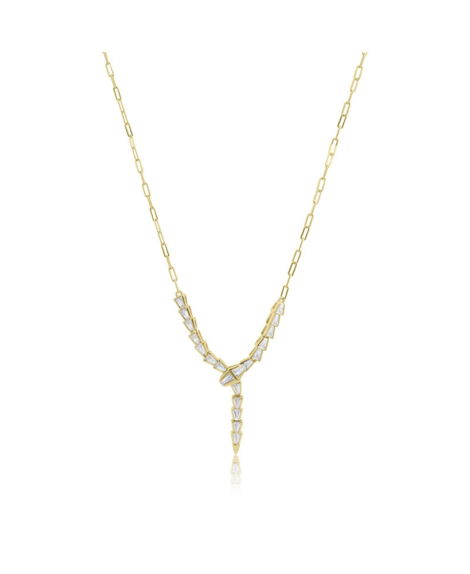 The Lovery ожерелье CZ Snake Lariat 14K Gold-Plated Sterling Silver