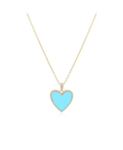 The Lovery Large   CZ Halo Heart Necklace 14K Plated