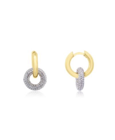 The Lovery CZ Double Drop Hoop Earrings 14K Gold-Plated Sterling Silver
