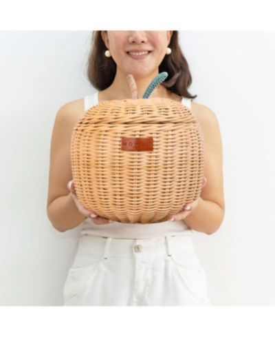 MOMIJI Apple Handcrafted Rattan Storage Basket - Wicker, Small