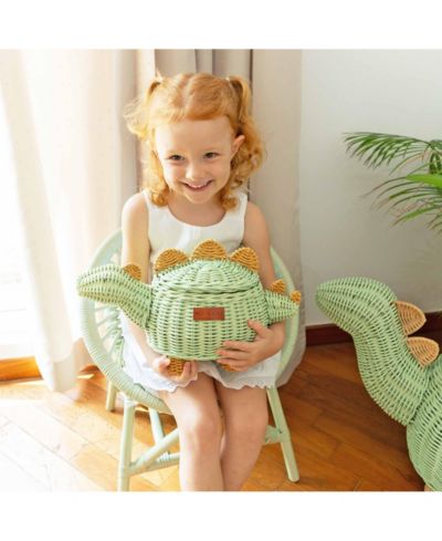 MOMIJI Dinosaur Handcrafted Rattan Storage Basket - Wicker Small