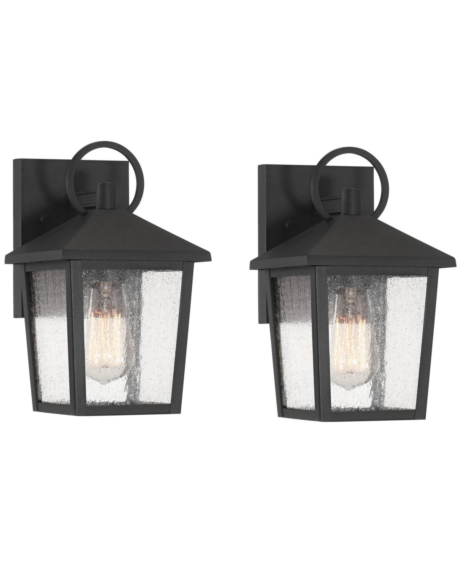 John Timberland Westmont  High Modern Outdoor Wall Light Fixture Mount Porch House Set of 2 Sand Aluminum Glass Shade