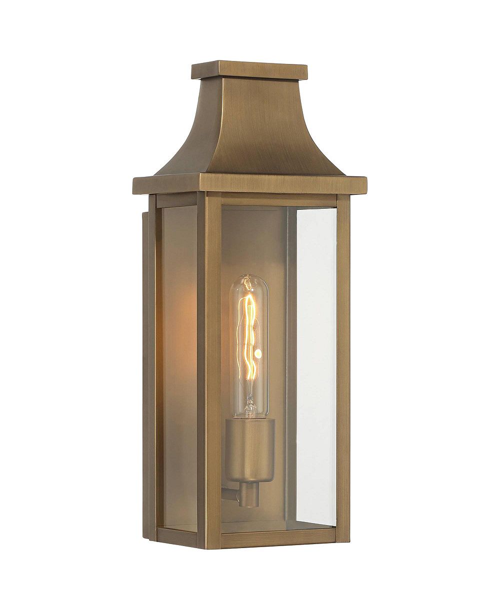 Franklin Iron Works Andres  High Aged Brass Pocket Lantern Outdoor Wall Light