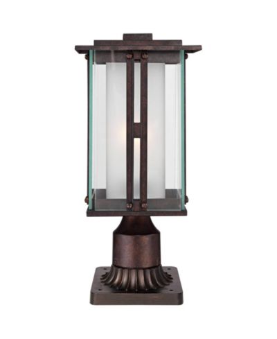 Уличный настенный светильник Franklin Iron Works Rustic Industrial Outdoor Post Light Metal 15 Clear Frosted Glass