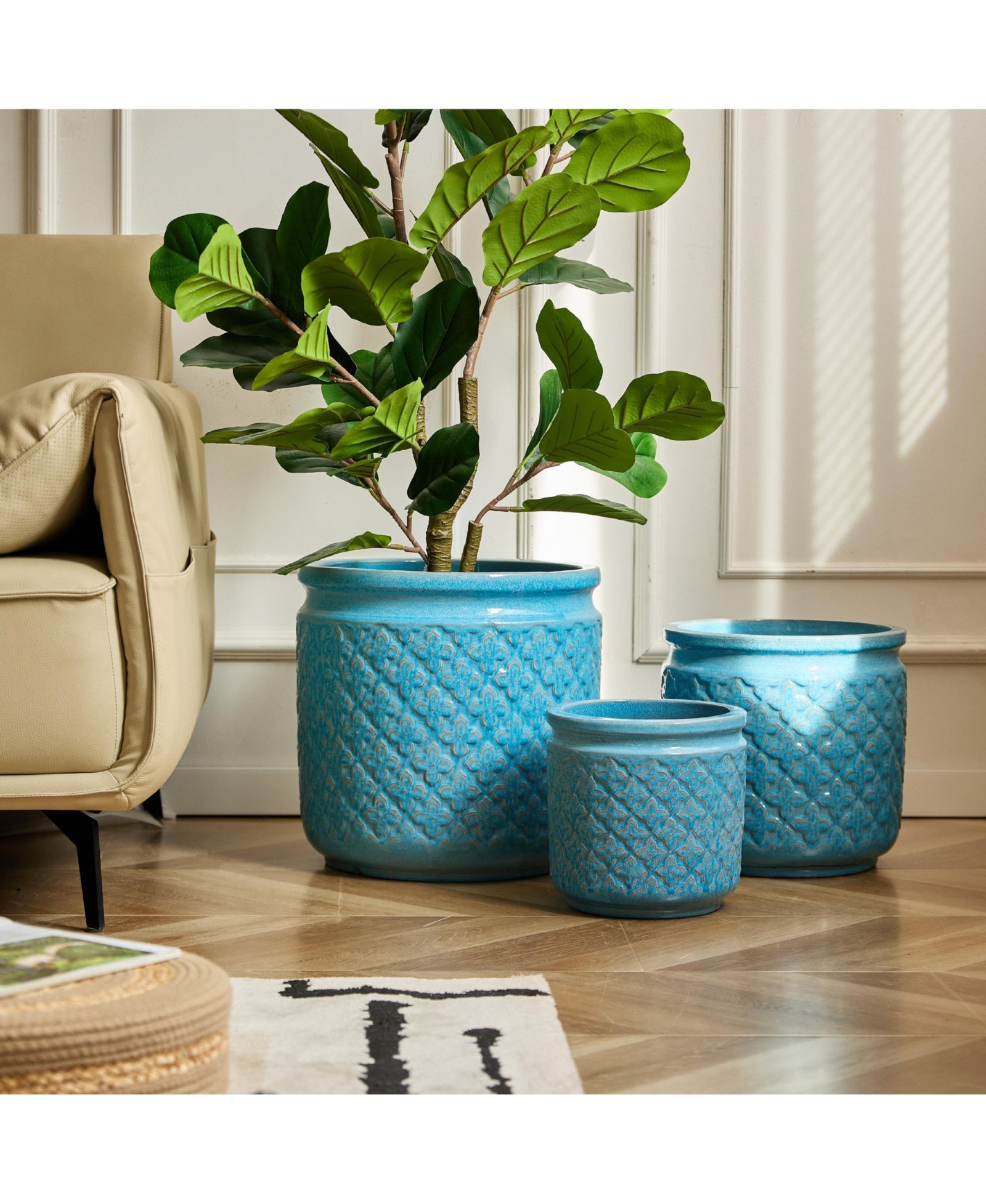 Clihome Set of 3 Handmade Ceramic Flower Pot