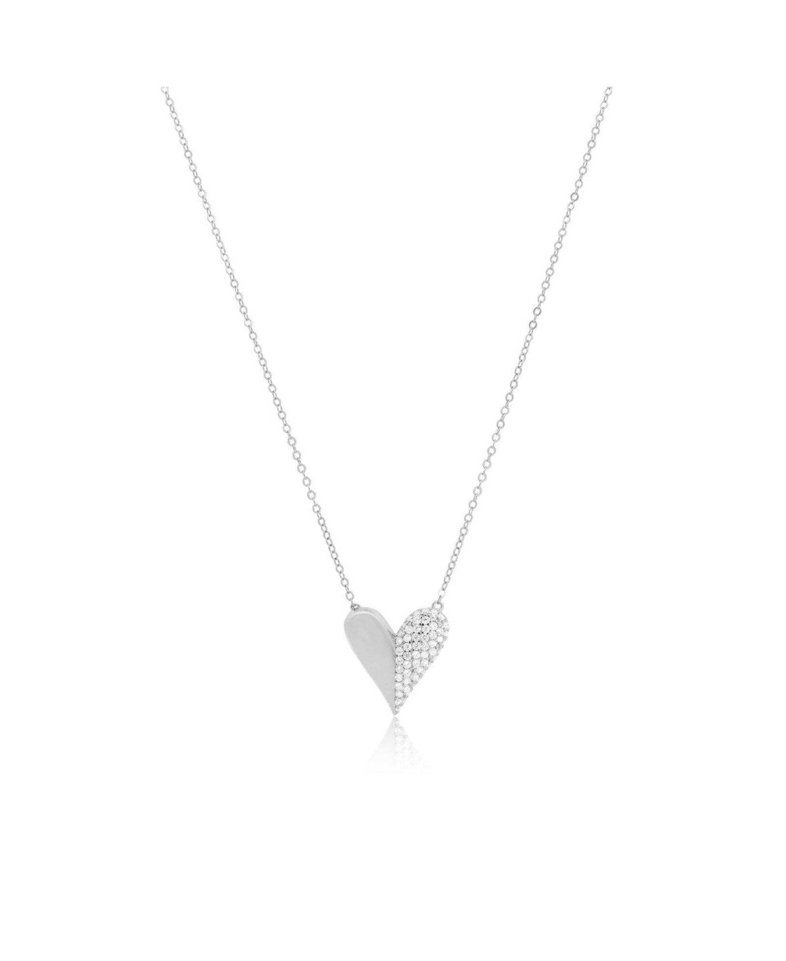 Подвеска The Lovery Half and Half CZ Single Heart Sterling Silver