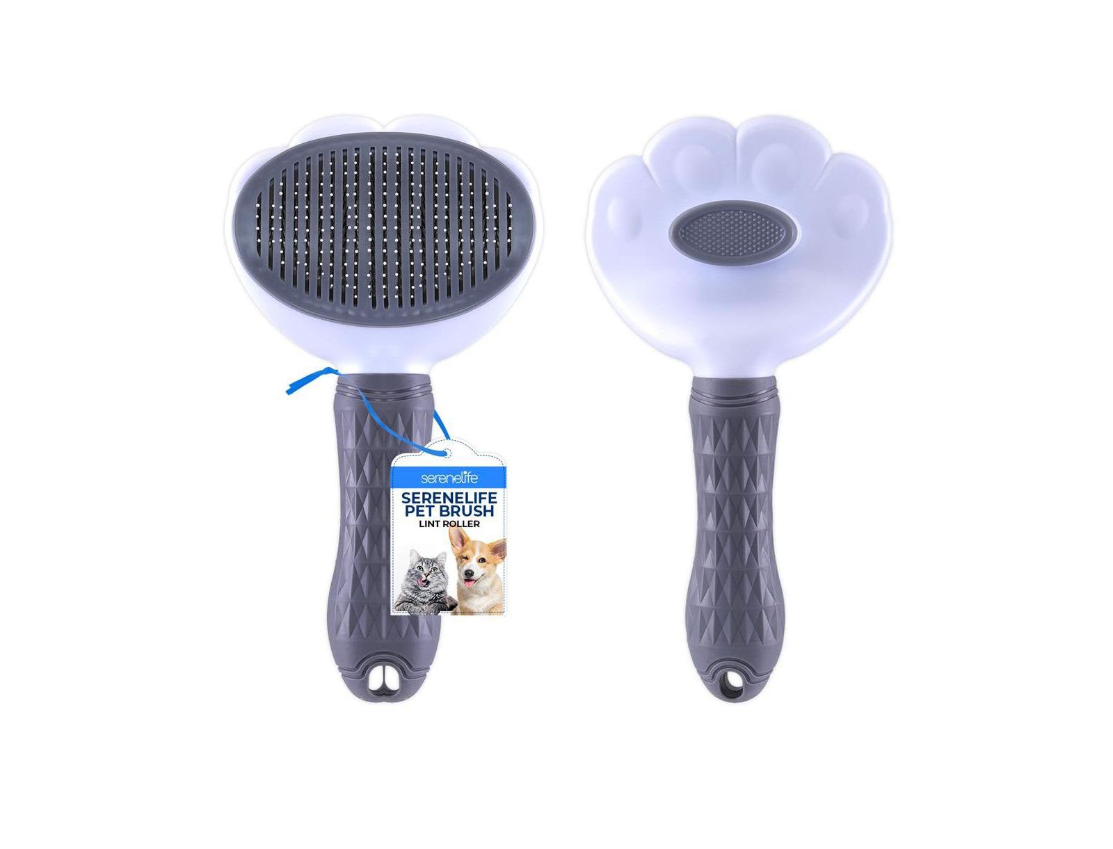 SereneLife Self-Cleaning Slicker Brush - Skin-Friendly Grooming Brush с Massage Particles и Release Button