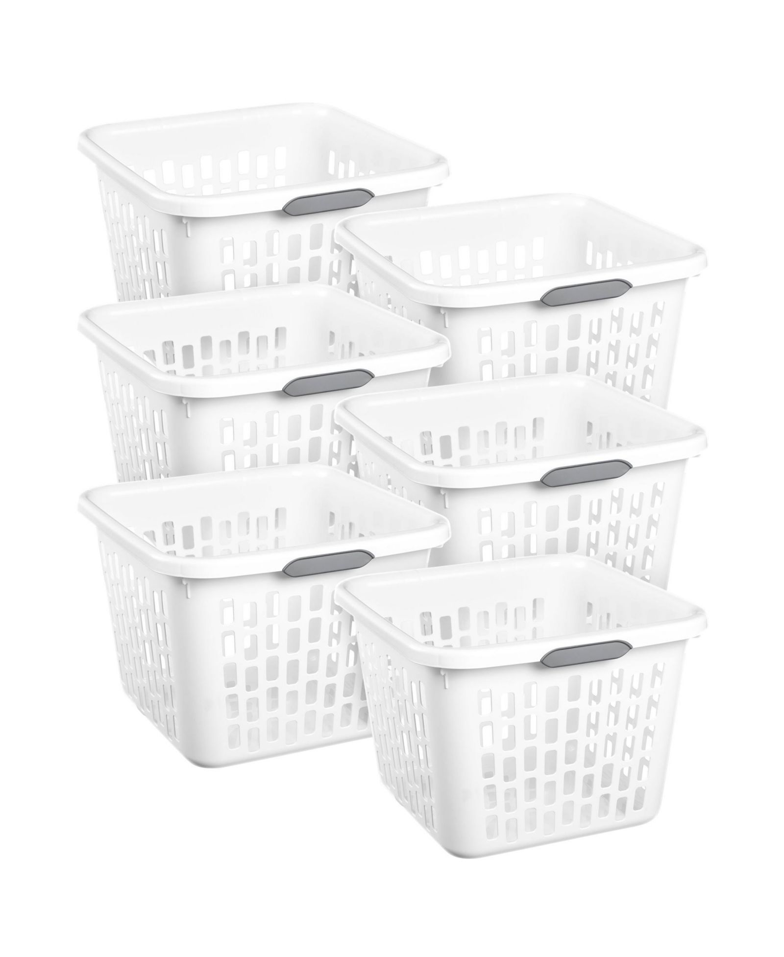 Sterilite Laundry Basket, 1.5 Bushel Plastic Hamper with Handles, Mint, 6 Pack