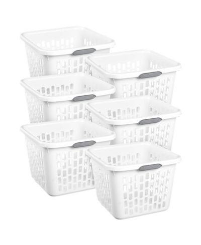 Sterilite Laundry Basket, 1.5 Bushel Plastic Hamper with Handles, Mint, 6 Pack
