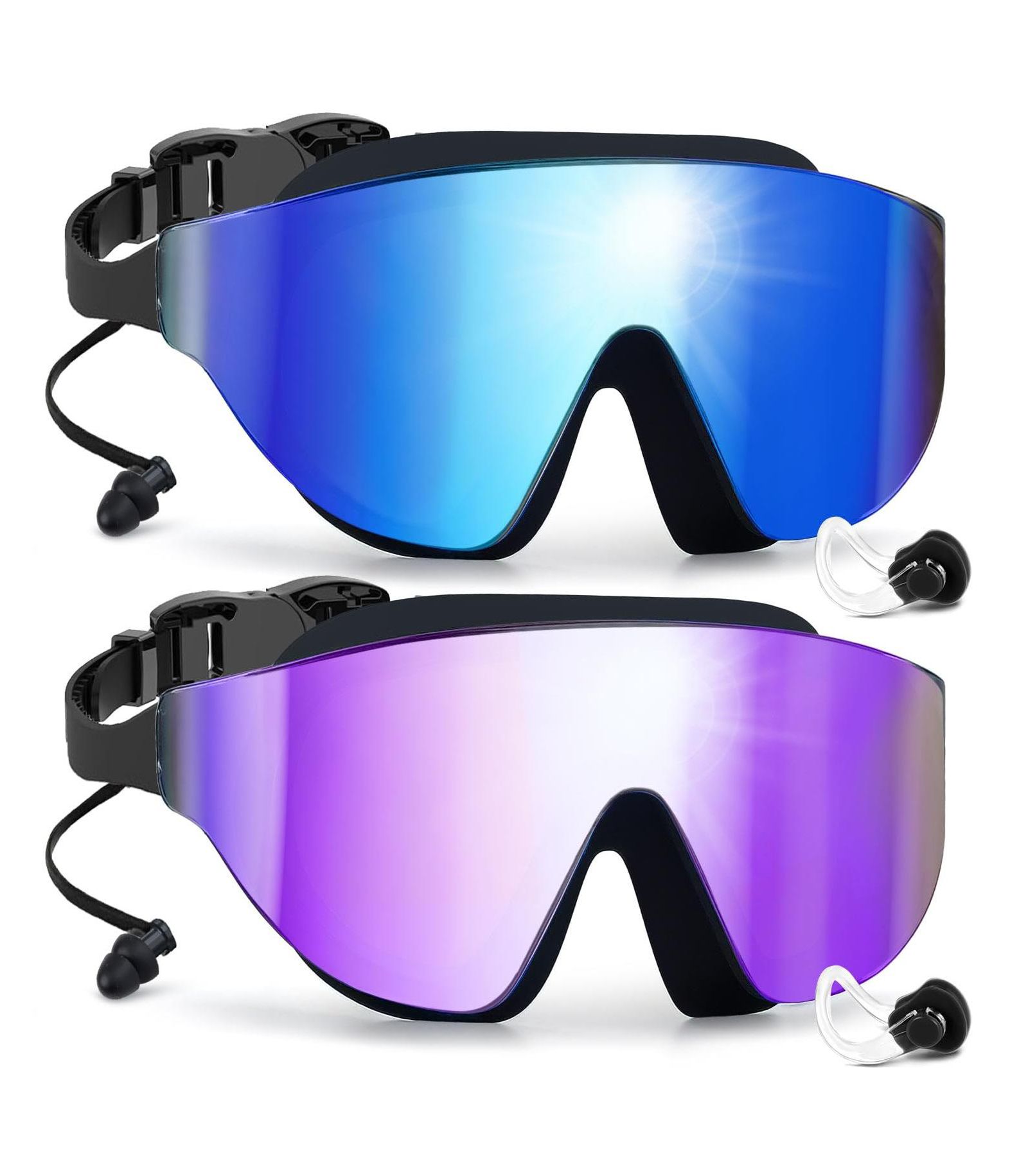 GNUADZ 2 Pack Swim Goggles Rimless Wide View Anti-fog UV Protection No Leaking