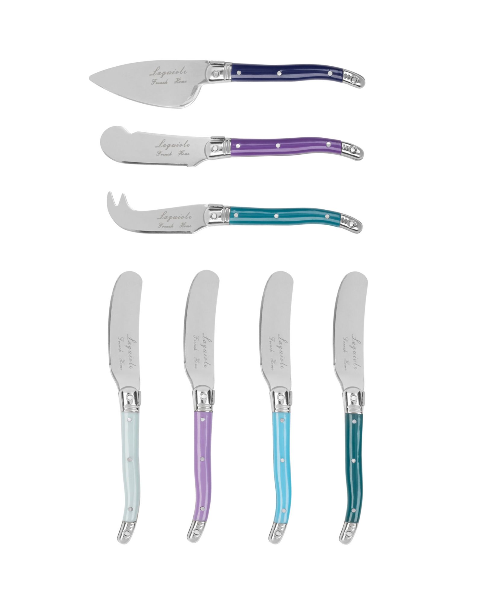 French Home Plum Rose Laguiole Cheese 7-Piece Knife Spreader Set