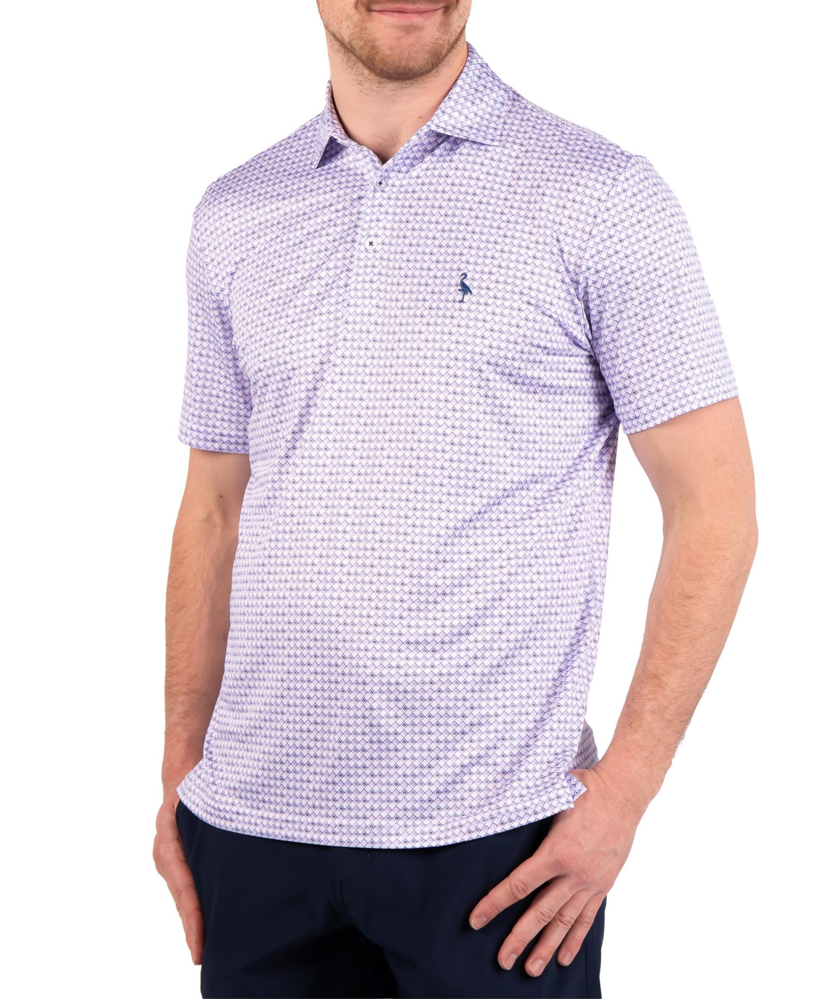 Tailorbyrd Men's Nested Diamond Printed Performance Polo