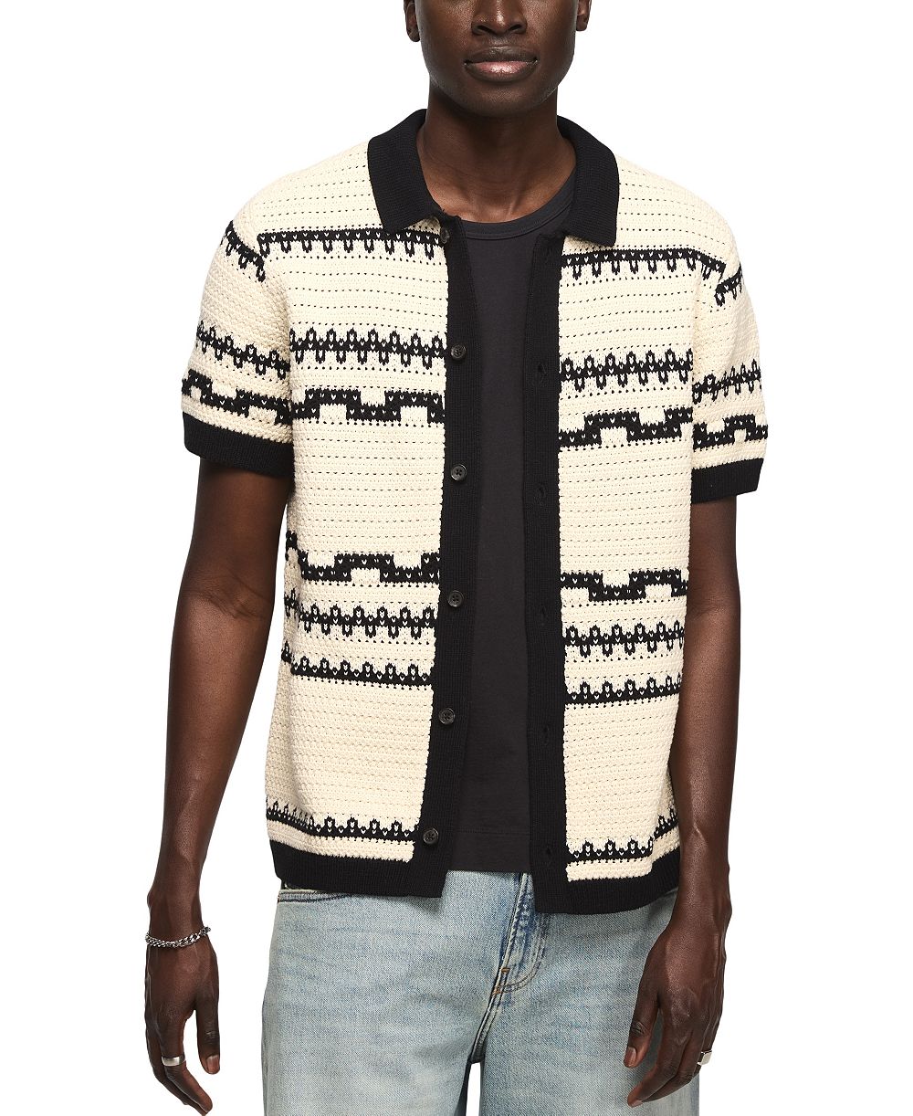 Мужской вязаный джемпер Lucky Brand Southwest Crochet Short-Sleeve