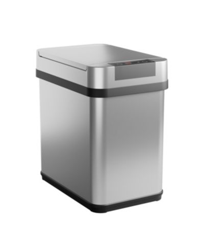 Мусорное ведро Home Zone Living 2 Gallon Slim с датчиком движения и сенсорной панелью, Stainless Steel, Silver