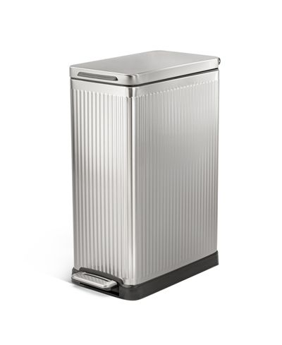 Узкая кухонная корзина для мусора Home Zone Living 12 Gallon с педалью, серебристая