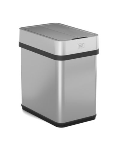 Мусорное ведро Home Zone Living Slim Sensor с крышкой Butterfly и сенсорным управлением, прямоугольное, нержавеющая сталь, серебристый