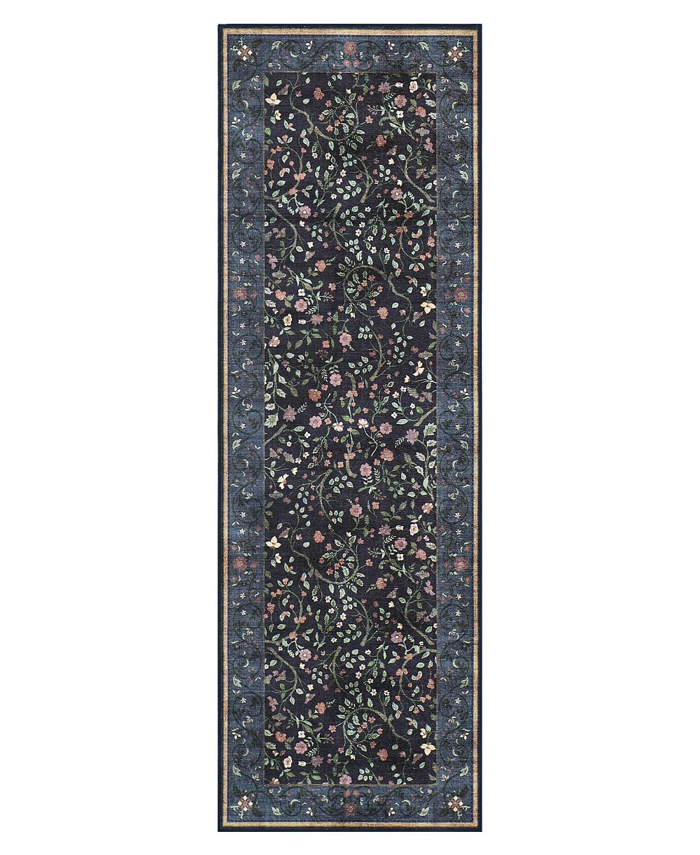 Hunter Eleanor Washable Non-Slip Printed Chenille Runner Rug, 72" x 24"
