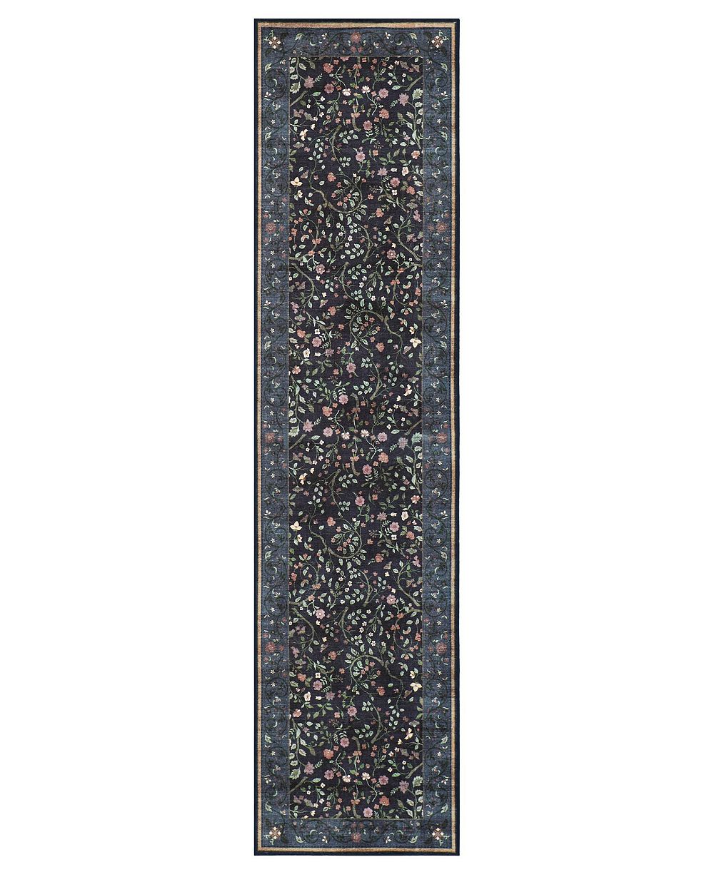 Hunter Eleanor Washable Non-Slip Printed Chenille Runner Rug, 96" x 24"