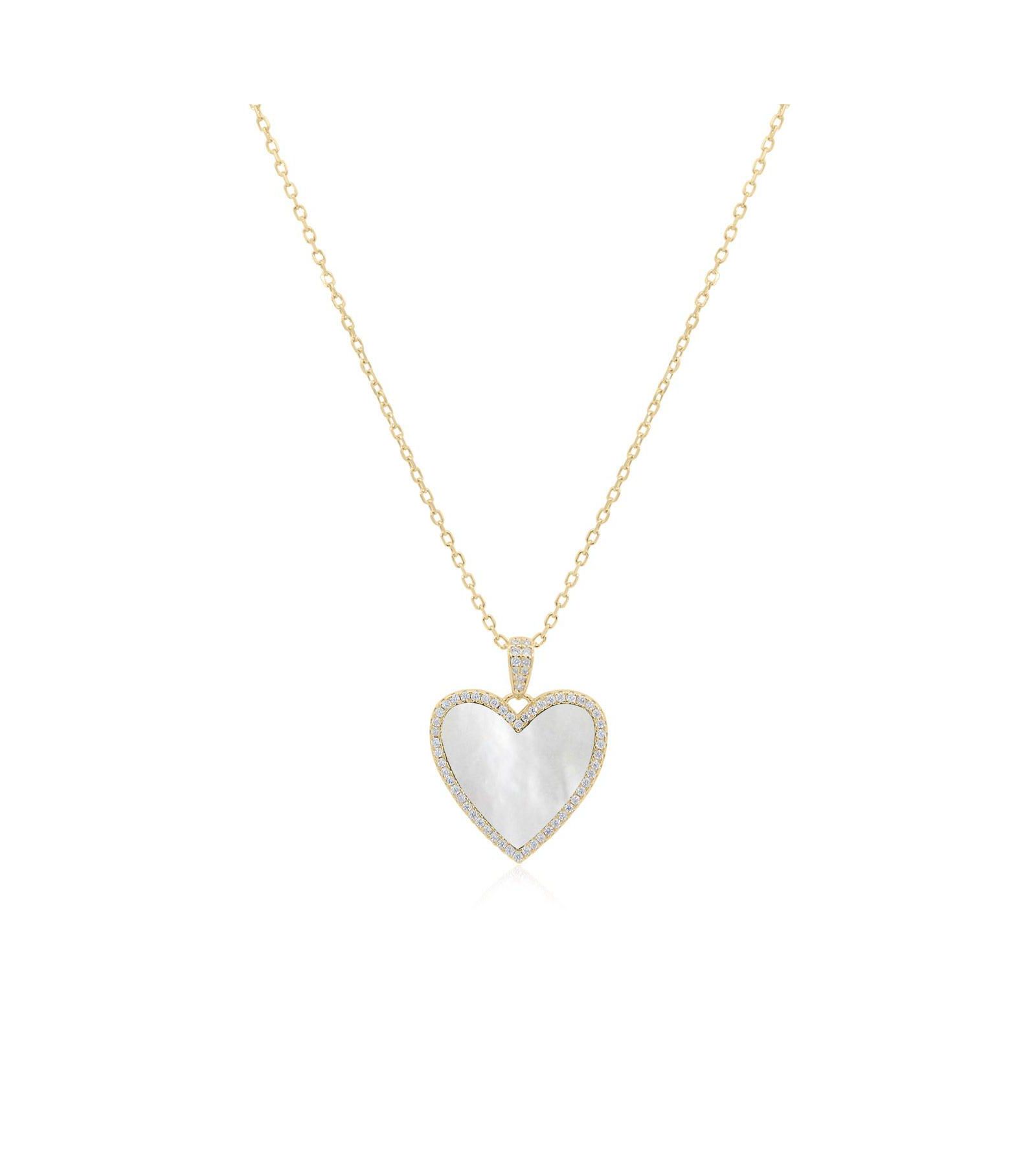 Подвеска The Lovery Large Mother of Pearl CZ Halo Heart, 14K Gold-Plated Sterling Silver