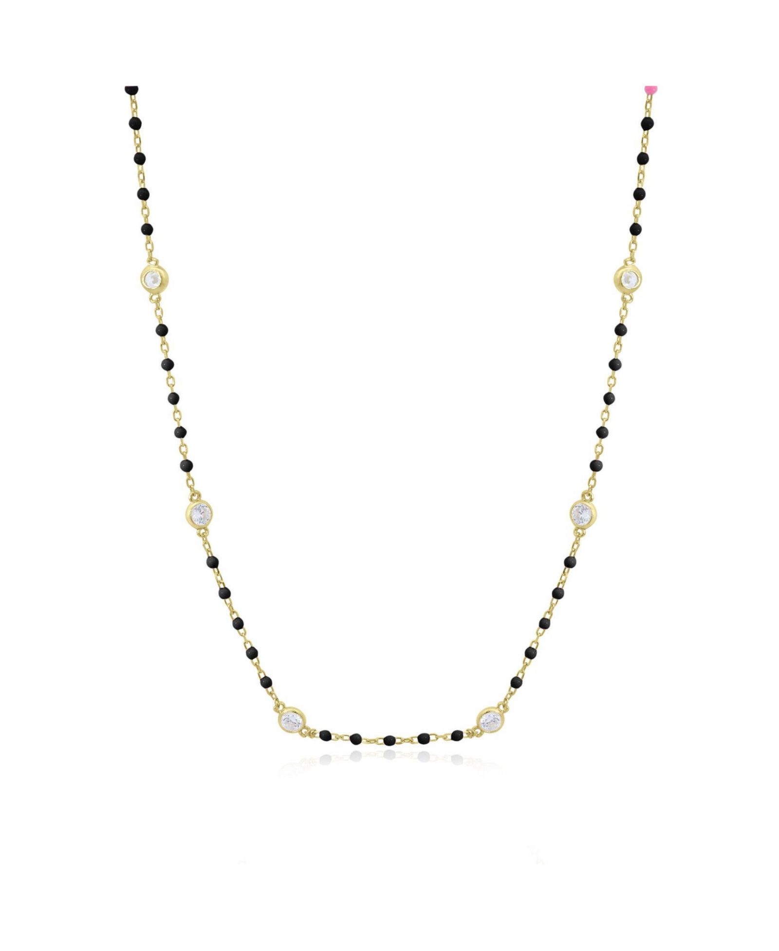 Ожерелье The Lovery Black Enamel Bead CZ 14K Gold-Plated