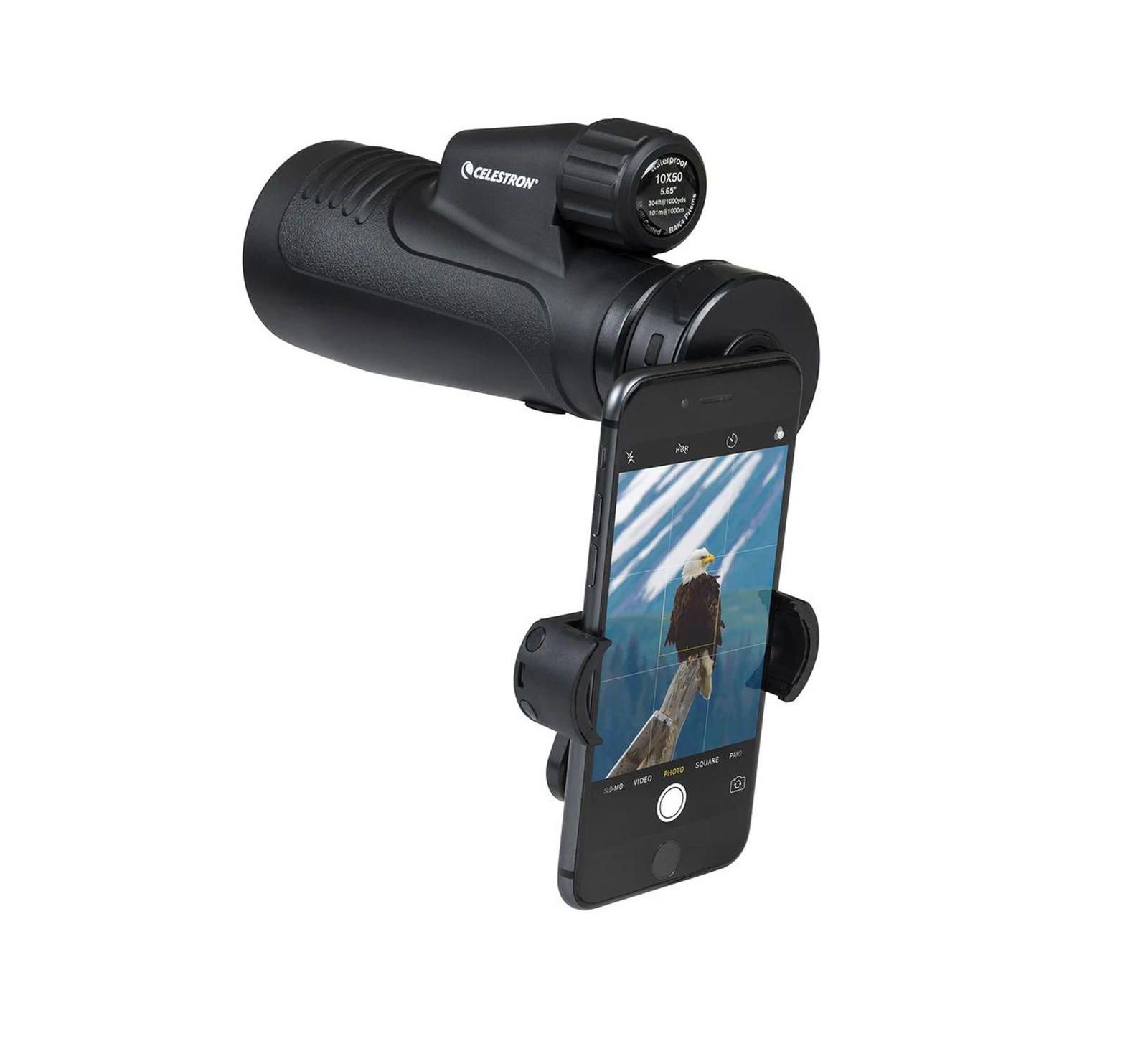 Celestron монокуляр Outland X 10x50 мм с адаптером для смартфона