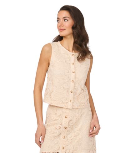 CeCe Women's Front-Button Crewneck Vest Top