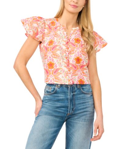 Женская блузка CeCe Women's Flutter-Sleeve Printed