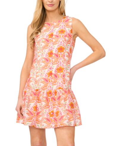 CeCe Women's Sleeveless Princess Seam Printed Dress