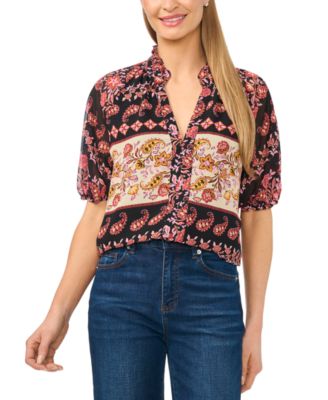 Женская блузка CeCe Ruffle Neck Split Neck