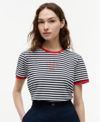 Tommy Hilfiger Женская полосатая футболка с коротким рукавом