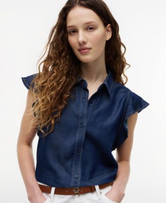 Женская рубашка Tommy Hilfiger Cotton-Blend Short-Sleeve