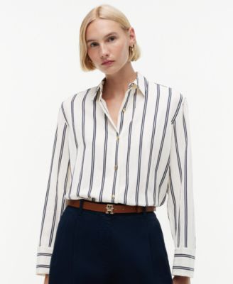 Женская льняная рубашка Tommy Hilfiger с морским полосатым принтом